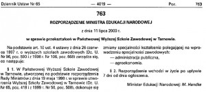 Rozporządzenie Ministra Edukacji z dnia 11 lipca 2000 r.